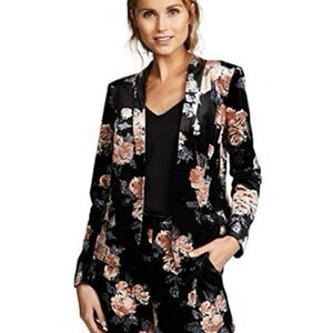 Ali & Jay J’dore Black Floral Velvet Metallic Blazer Jacket Size Medium Career